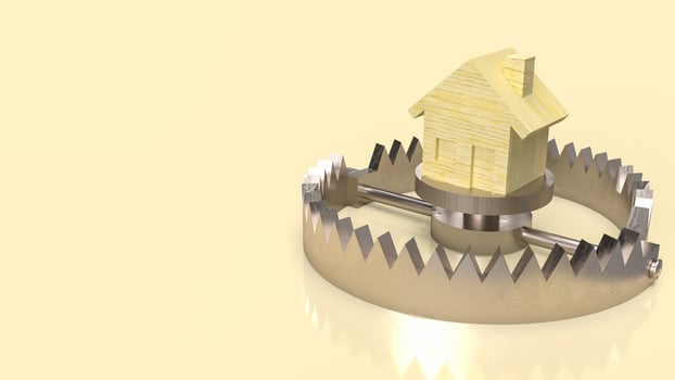 The home wood on bear trap for property or construction  concept 3d rendering photo