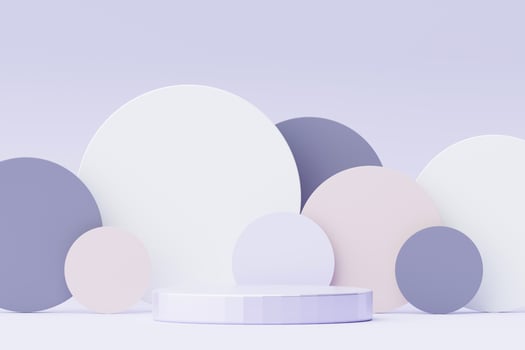 3d render Pastel Purple minimal background with podium stand. Purple stage platform for cosmetic product presentation and advertising. Studio scene with showcase pedestal in clean design. photo