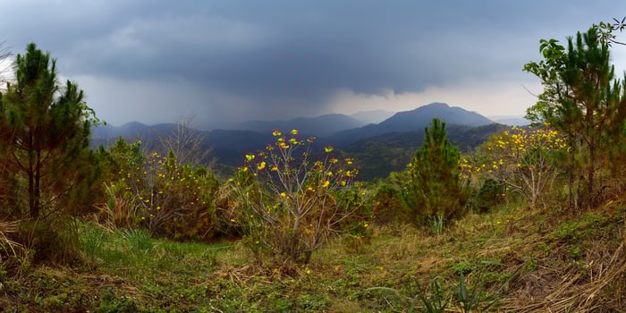 Panorama mountains with a cloudy sky before rain at khao kho Phetchabun,Thailand photo