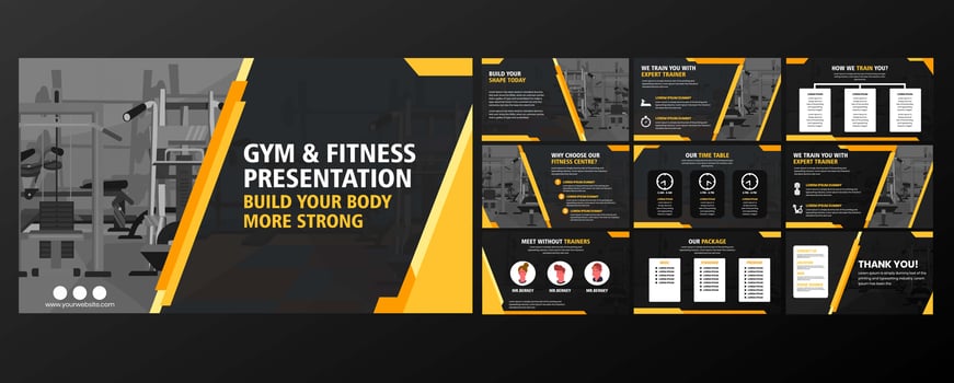 Yellow presentation templates elements on a black background. Vector infographics. Use in Presentation, flyer and leaflet, corporate report, marketing, advertising, annual report, banner. photo