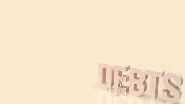 The debts wood text for business concept 3d rendering photo