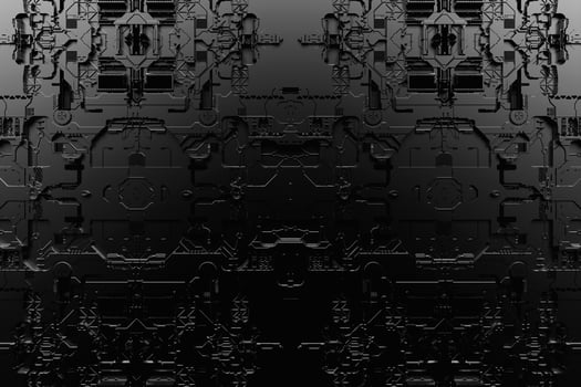 3d illustration of a realistic model of a robot or black cyber armor. photo