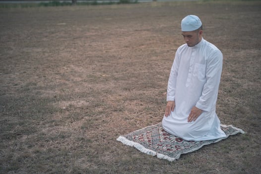 Asian islam man prayer,Young Muslim praying,Ramadan festival concept photo
