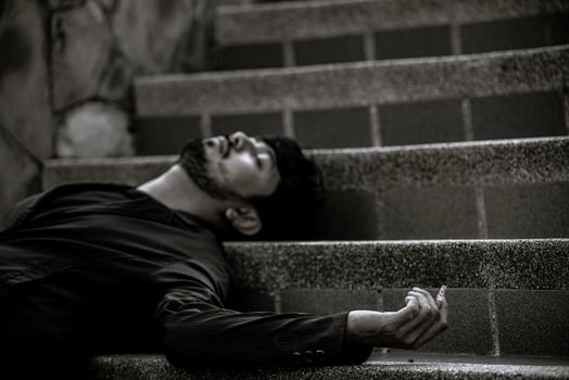 Asian Stress man smoking,Thailand people,No tobacco day concept,DIe from smoke smoking cigarette photo