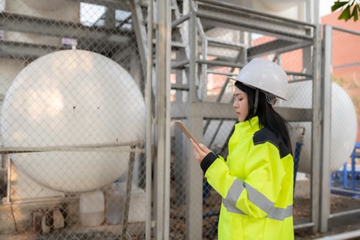 Engineers work place to keep liquid helium,preventive maintenance schedule checking,Thailand people photo