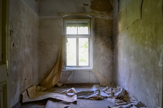 abandoned old house with sunlight photo