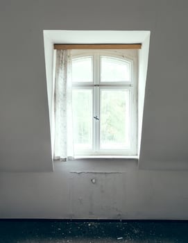 abandoned house with sunlight photo