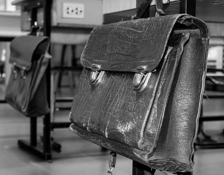 old schoolbag at school photo