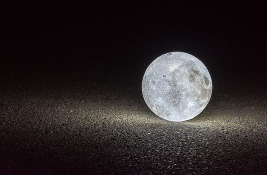little moon on a road photo