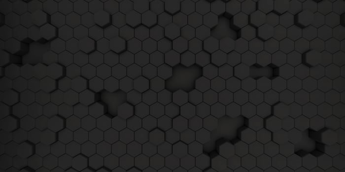 Dark hexagonal background texture, black, 3d illustration photo