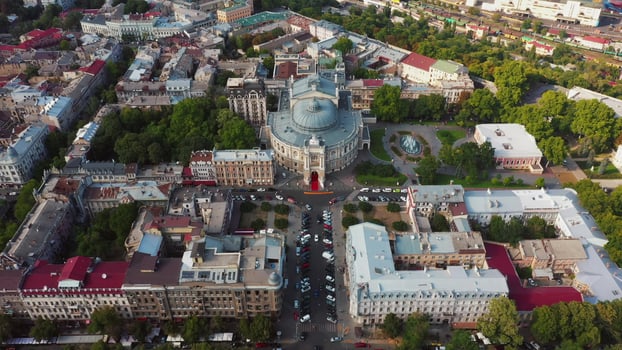 Aerial footage of the old City and port photo
