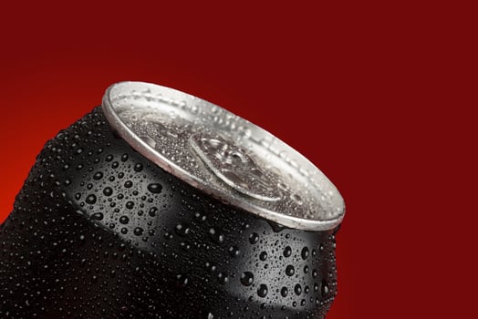 black aluminum can, with drops of water photo