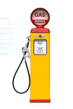 Retro gas pump isolated on white background photo