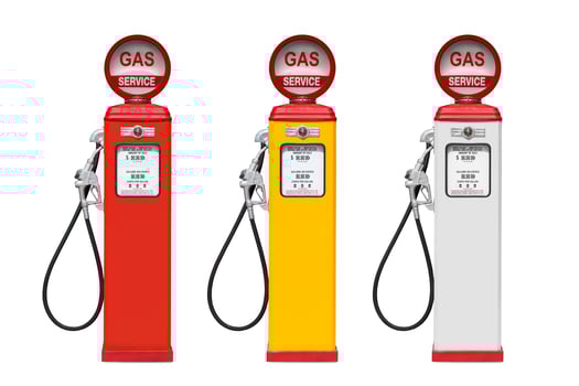 Retro gas pump isolated on white background photo
