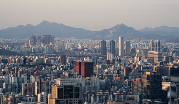 the scenery top of a mountain in Seoul, Korea photo