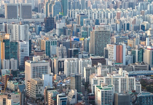 the scenery top of a mountain in Seoul, Korea photo