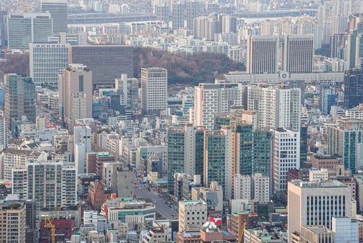 the scenery top of a mountain in Seoul, Korea photo