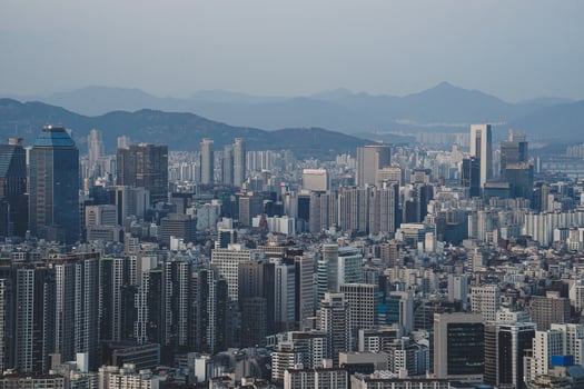 the scenery top of a mountain in Seoul, Korea photo