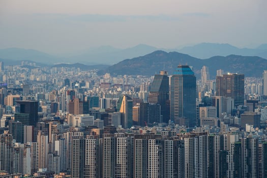 the scenery top of a mountain in Seoul, Korea photo