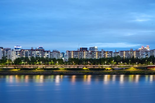 Night view of Han River in Seoul, Korea photo