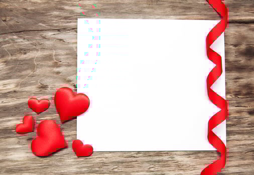 Greeting card with red hearts photo