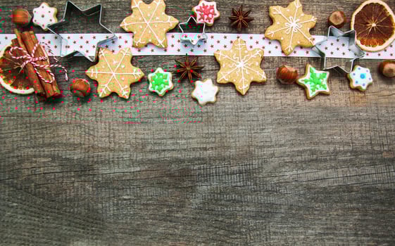 Christmas ginger and honey colorful cookies photo