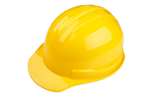 Yellow safety helmet on white background photo