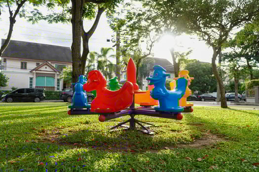 Colorful carousels in the playground photo
