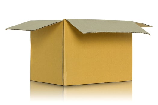 opened cardboard box isolated on white background photo