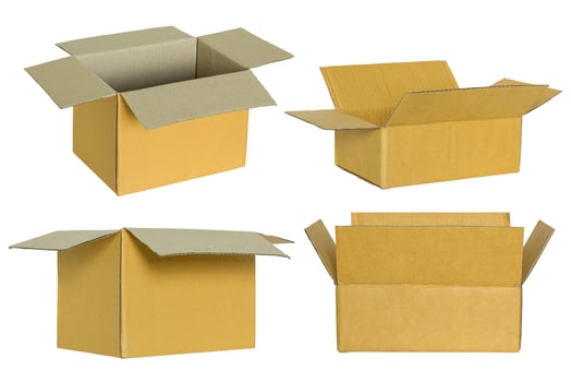 set of cardboard box isolated on white photo