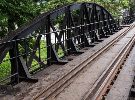 Black steel structure of the historical bridge photo