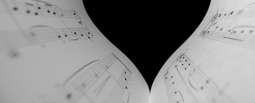 The black and white concept of the love of music. Foreground soft focus. photo