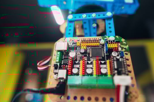 Electronic circuit board with processor and wires photo