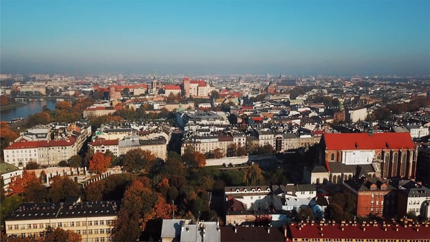 Aerial View of Krakow, Wawel, Royal Castle, Poland, photo