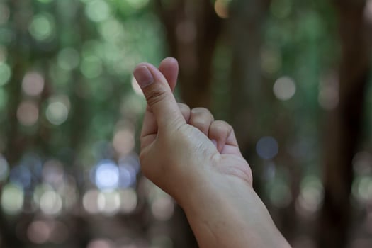 Send mini hearth fingers and love to nature on the earth is Korean symbol. photo