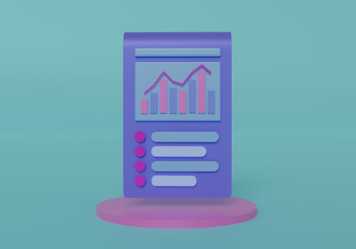 Business plan, growth schedule with list items, goals and completed tasks. 3D render. photo