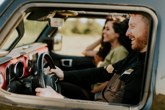 Couple having fun on roadtrip photo