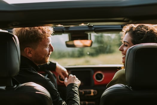 Couple having fun on roadtrip photo
