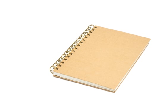 Recycled paper notebook front cover on white background photo
