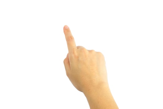 woman hand on white background photo