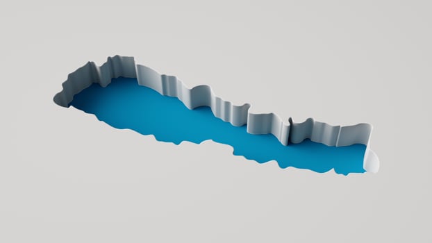Nepal Map's 3d illustration 3d inner extrude map Sea Depth with inner shadow. isolated on gray background photo