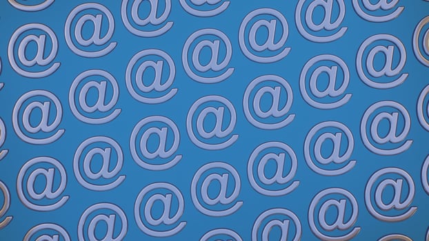 Blue background consisting of email signs in 3D space. photo