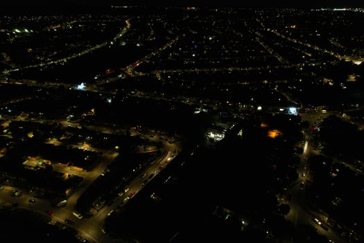 High Angle Aerial view of British Town at Night British Town photo