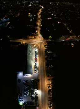 High Angle Aerial view of British Town at Night British Town photo