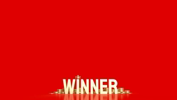 The gold winner on red background for business or challenge concept 3d rendering photo