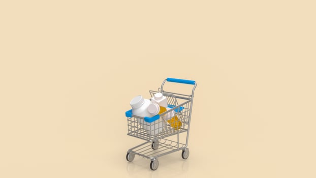 The drug in shopping cart for medical or drug concept 3d rendering photo