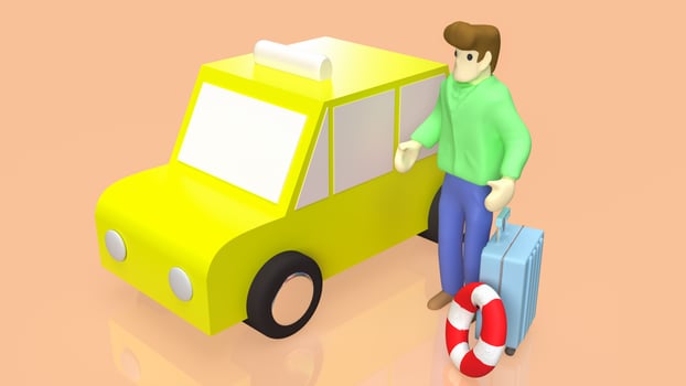 tourist and taxi for travel concept 3d rendering photo