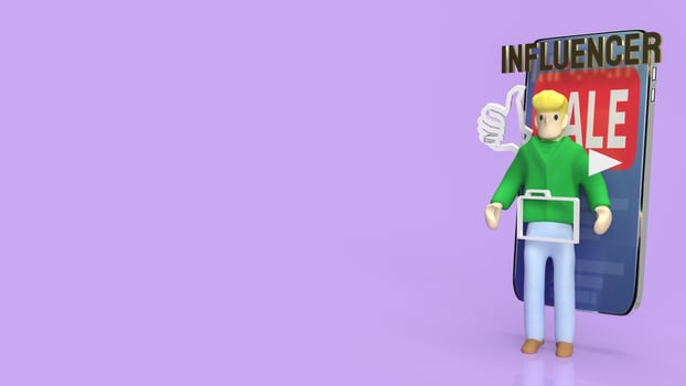The man and icon media for influencer concept 3d rendering photo
