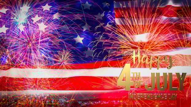 The 4 th of July  gold  text on united stage of America  flag for holiday or celebration concept 3d rendering photo