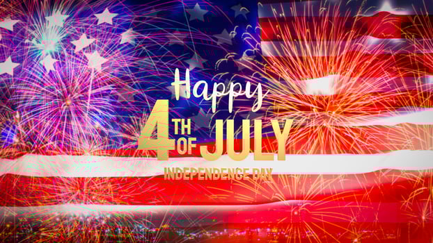 The 4 th of July  gold  text on united stage of America  flag for holiday or celebration concept 3d rendering photo